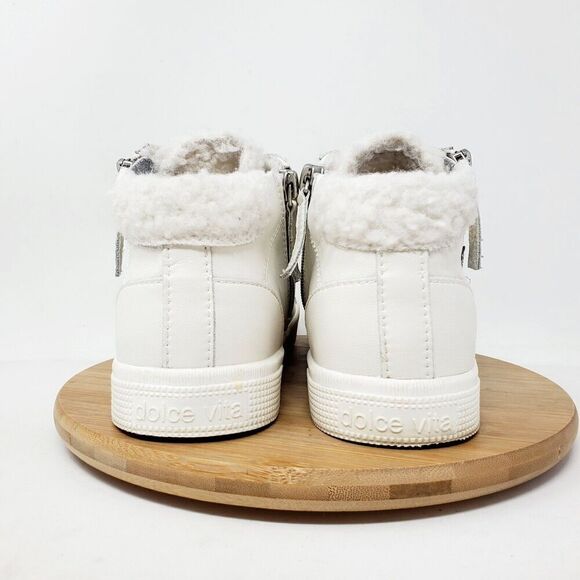 Dolce Vita Zonya Shoe Womens 8 Sneaker White Leather Wedge Double Zip High Top - Picture 8 of 13